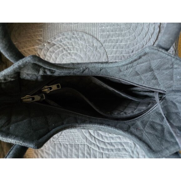 Victorian Heart Black Quilted Top Handle Handbag - Picture 3 of 5